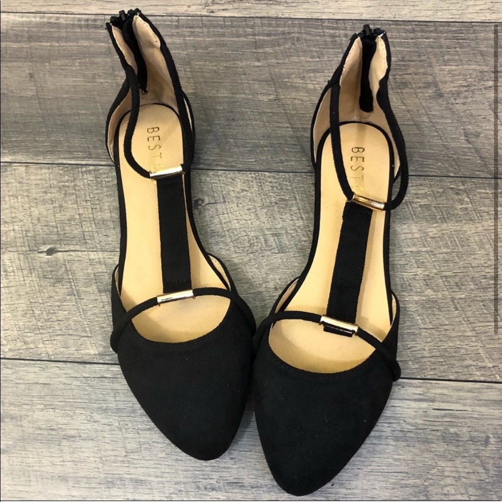 Vegan black ballerina flat sandals